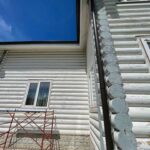 Покраска дома из оцилиндрованного бревна 24 диаметра (Кострома)
