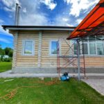 Покраска дома из оцилиндрованного бревна 24 диаметра (Кострома)