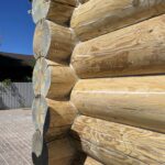 Покраска дома из оцилиндрованного бревна 24 диаметра (Кострома)