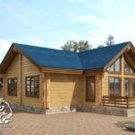 Проект 1 этажного дома из бруса в чашу с террасой 12 на 12 Селятино